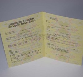 Свидетельство о Рождении 1989г Киргизской ССР в Нижнем Тагиле